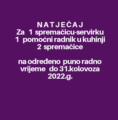 NATJEČAJ ZA SPREMAČICU