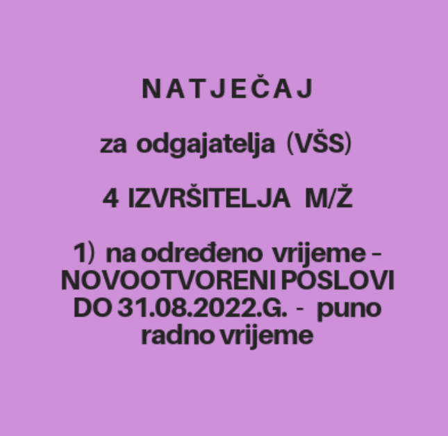 Natječaj za odgajatelja